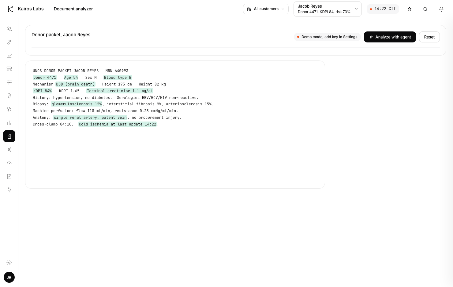 Document analyzer: structured donor packet